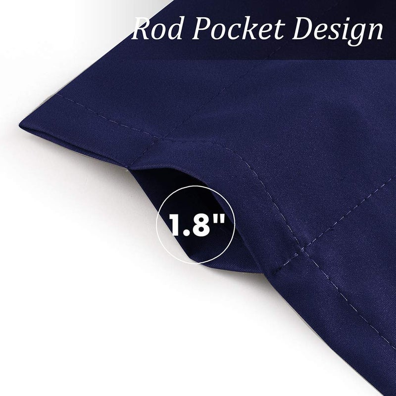 Valea Home Blackout Tiers Curtain for Small Window Rod Pocket Kitchen Curtains Room Darkening Short Curtains for Bedroom, Navy Blue, 30 inch x 24 inch, 2 Panels - Image 4